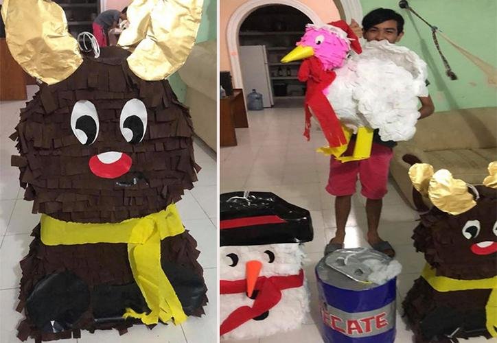 Joven discapacitado fabrica hermosas piñatas para vender