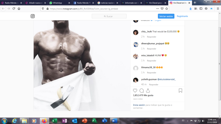 Vin Diesel posa desnudo e imita obra del plátano