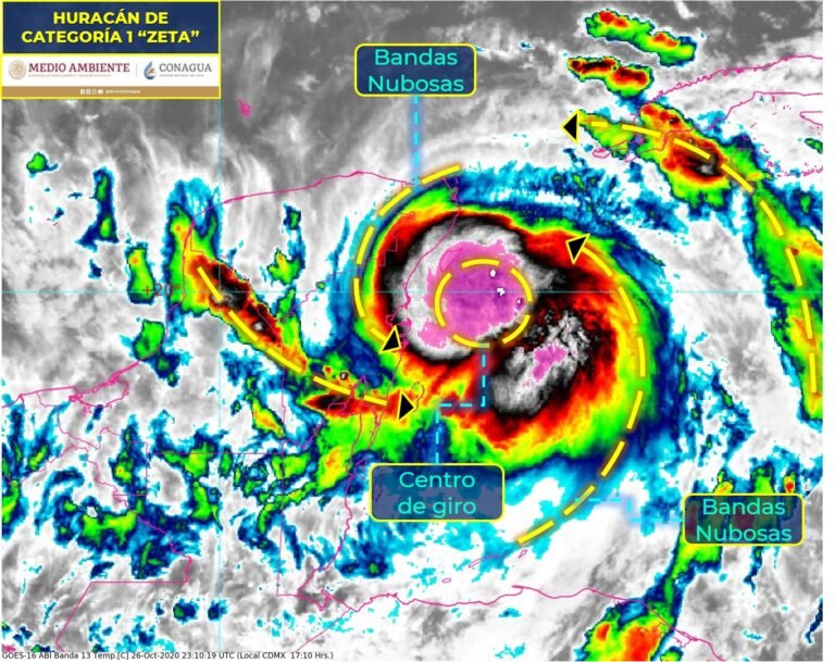 EL CENTRO DEL HURACÁN “ZETA” MUY CERCA DE COSTAS DE QUINTANA ROO