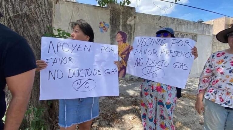 Vecinos de Pensiones frenan obras de gasoducto y exigen mayor información en Mérida