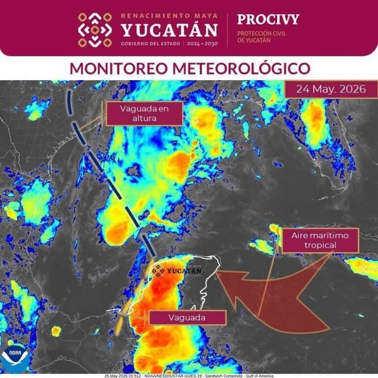 Prevén lluvias más frecuentes en Yucatán; Protección Civil pide reforzar medidas preventivas