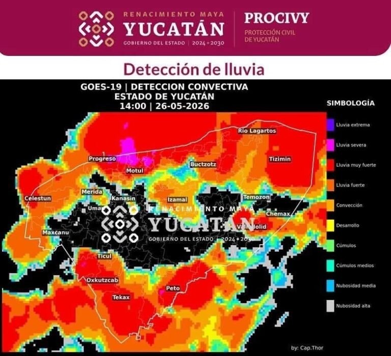 Amplias zonas de Yucatán bajo tormentas; autoridades llaman a tomar precauciones